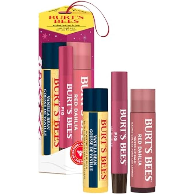 Burt's Bees GIFT SET, MOISTURISING LIP BALM, TINTED LIP BALM AND LIP SHIMMER, MISTLETOE KISS RED LIMITED EDITION - Image 2